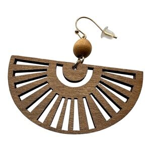 Source Unknown Brown and Gold Fan Earrings